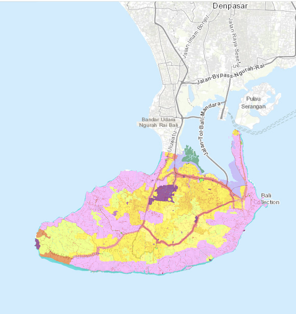 Comprendre les couleurs de zonage à Bali