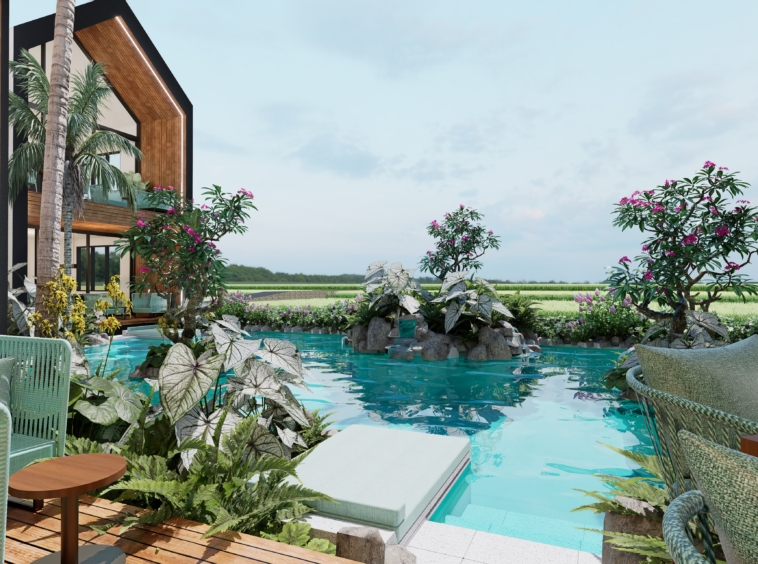 Vila Butik di Pejeng Ubud dengan Kolam Renang Bersama
